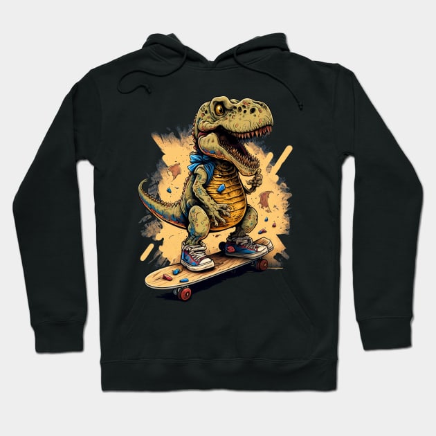 Skateboarding T-rex Dinosaur Hoodie by K3rst